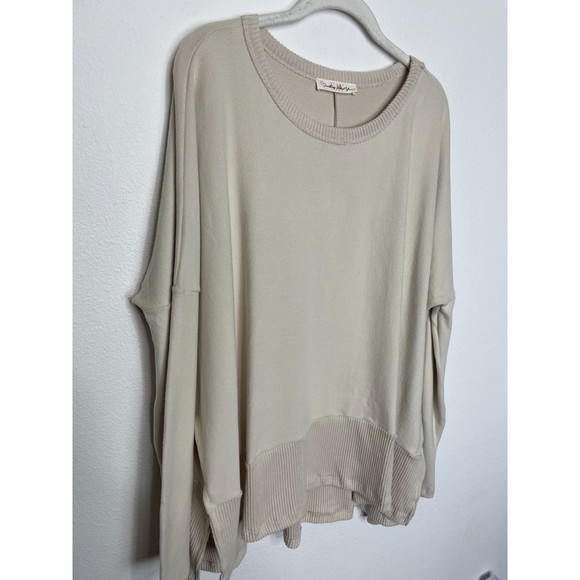 Something About You Oversized Long Sleeve Tunic Sweater Off The Shoulder Ivory - Picture 6 of 15